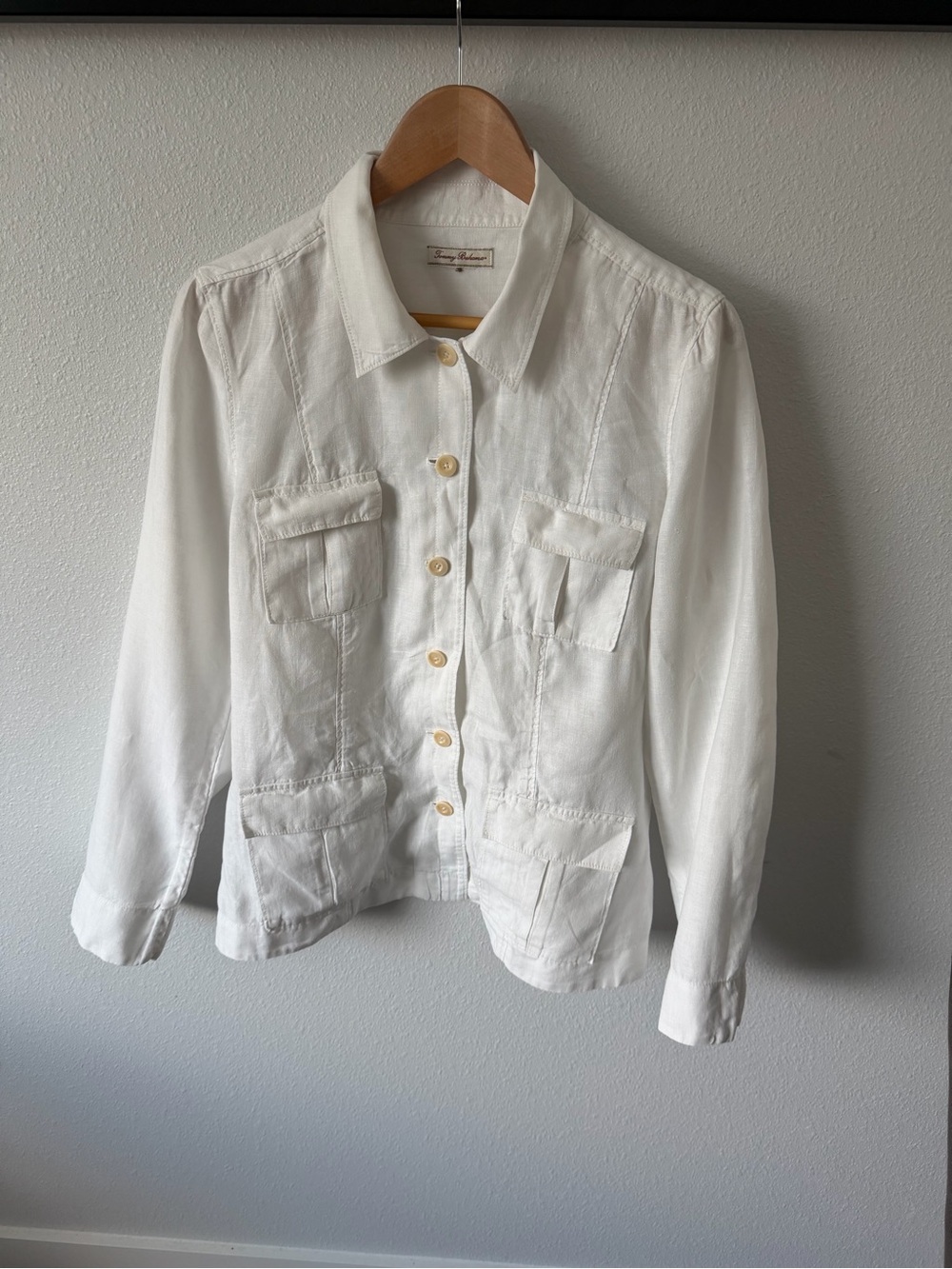 Tommy Bahama Cream Lightweight Button-Front Shirt Jacket - Picture 2 of 12